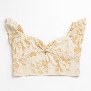 American Eagle Outfitters Floral Twist Crop Top - Cream